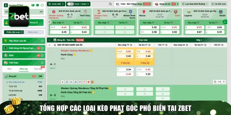 1 keo phat goc Tổng hợp kèo phạt góc Zbet